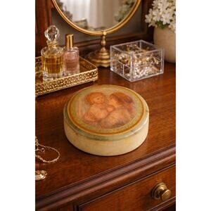 Vintage Edna Hibel Gallery Onyx Trinket Jewelry Box With Lid Mother And Child